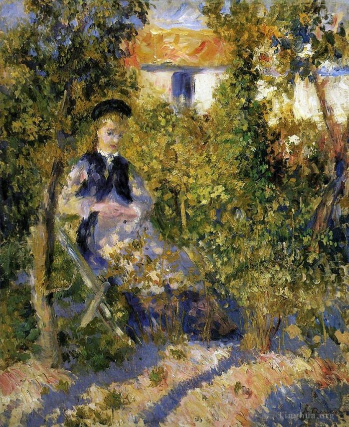 皮埃尔·奥古斯特·雷诺阿 的油画作品 -  《妮妮在花园里》