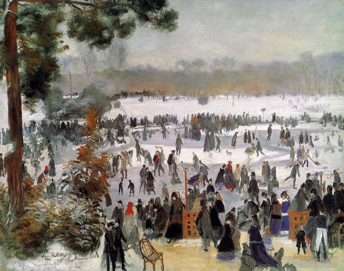 皮埃尔·奥古斯特·雷诺阿 的油画作品 -  《布洛涅森林的滑冰者》