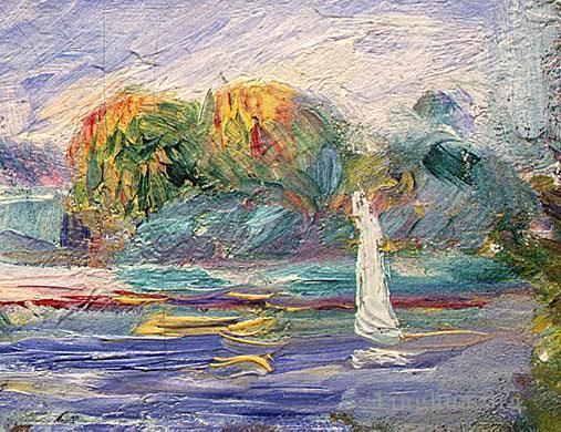 皮埃尔·奥古斯特·雷诺阿 的油画作品 -  《蓝色的河流》