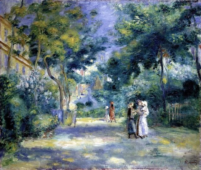 皮埃尔·奥古斯特·雷诺阿 的油画作品 -  《蒙马特的花园》