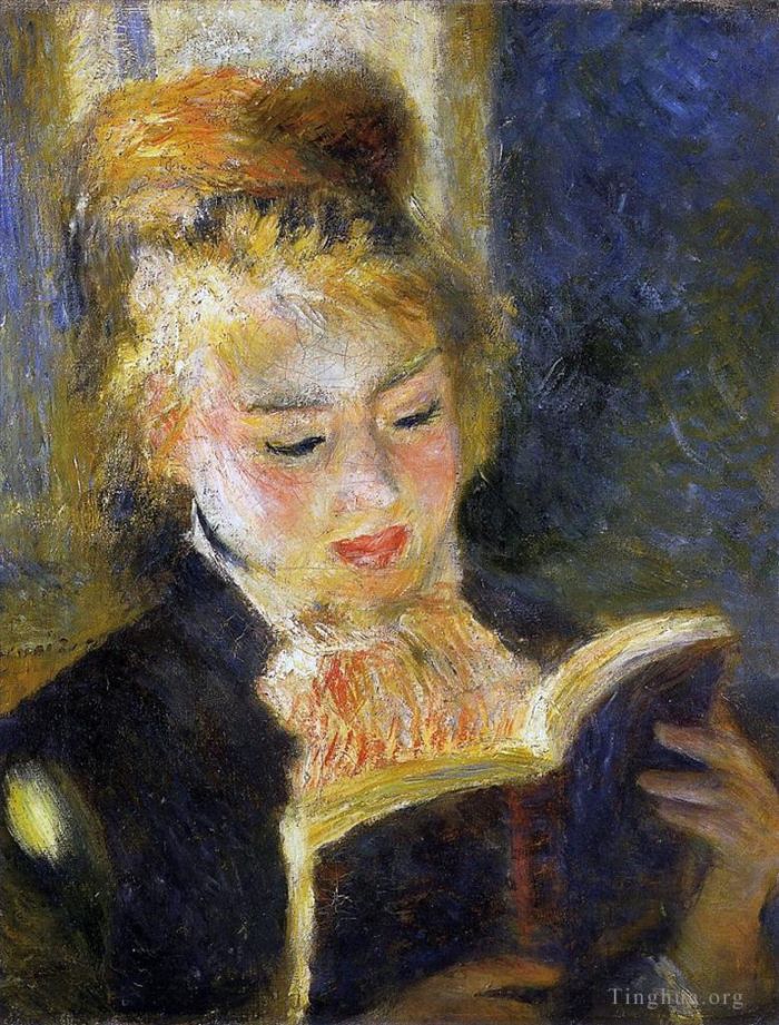 皮埃尔·奥古斯特·雷诺阿 的油画作品 -  《女人读书》