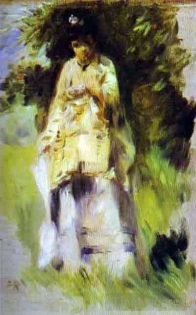 皮埃尔·奥古斯特·雷诺阿 的油画作品 -  《站在树旁的女人》
