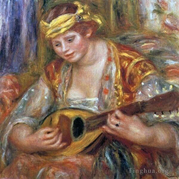 皮埃尔·奥古斯特·雷诺阿 的油画作品 -  《拿着曼陀林的女人》