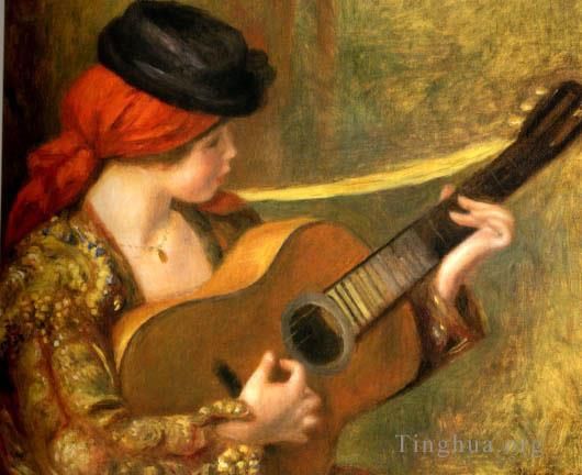皮埃尔·奥古斯特·雷诺阿 的油画作品 -  《有吉他的年轻西班牙妇女》