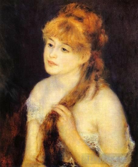 皮埃尔·奥古斯特·雷诺阿 的油画作品 -  《年轻女子编辫子》