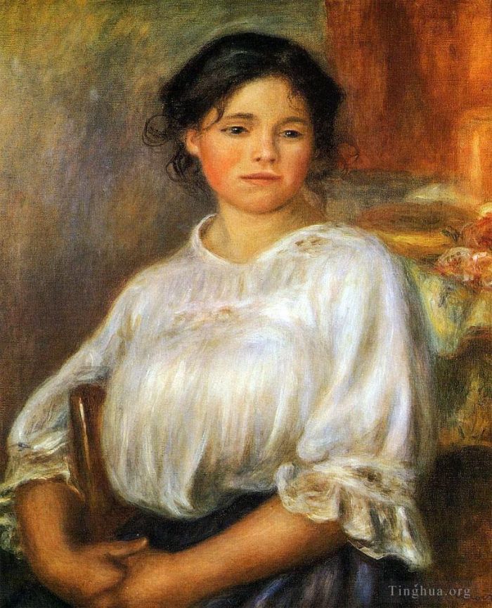 皮埃尔·奥古斯特·雷诺阿 的油画作品 -  《年轻女子坐着》
