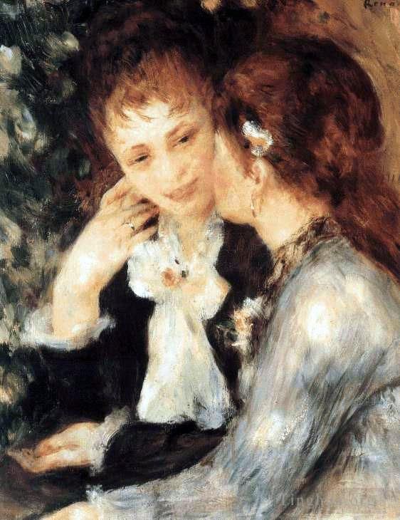 皮埃尔·奥古斯特·雷诺阿 的油画作品 -  《年轻女性说话》