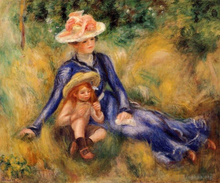皮埃尔·奥古斯特·雷诺阿 的油画作品 -  《伊冯娜和吉恩》