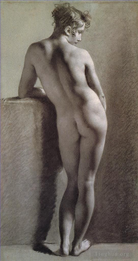 皮埃尔·保罗·普吕东 的各类绘画作品 -  《从后面看站立的女性裸体》