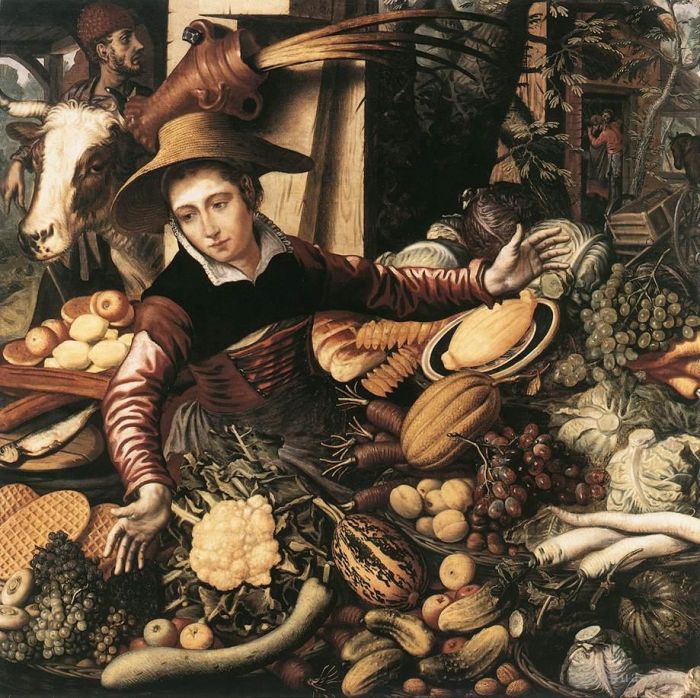 皮特·阿特森 的油画作品 -  《市场女人与菜摊》