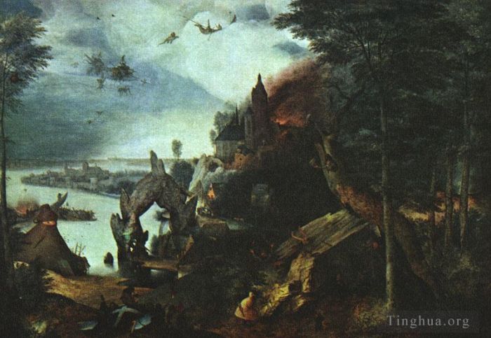 老彼得·勃鲁盖尔 的油画作品 -  《圣安东尼的诱惑风景》