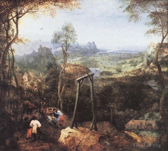老彼得·勃鲁盖尔 的油画作品 -  《绞刑架上的喜鹊》