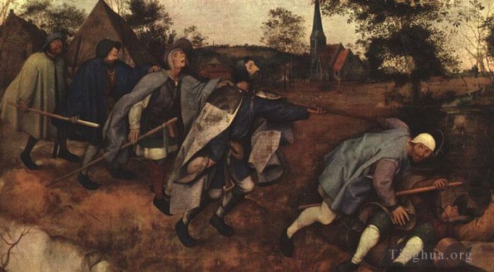 老彼得·勃鲁盖尔 的油画作品 -  《盲人领盲人的寓言》