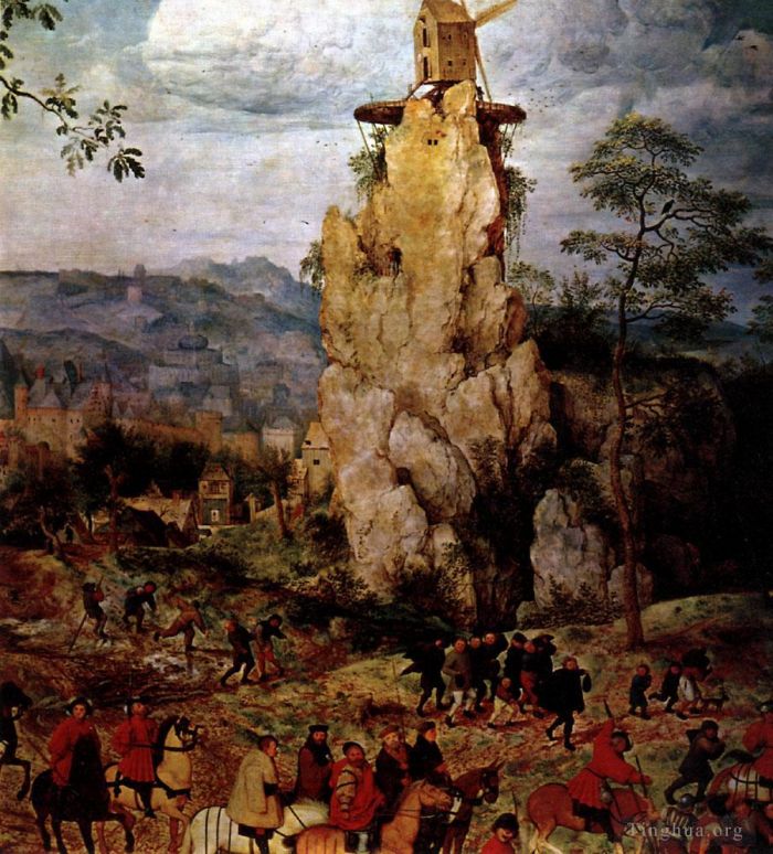 老彼得·勃鲁盖尔 的油画作品 -  《前往加略山的游行细节》