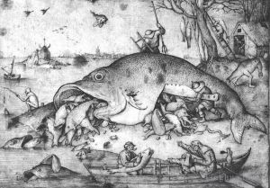 艺术家老彼得·勃鲁盖尔作品《大鱼吃小鱼》