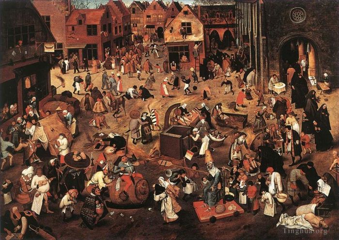 小彼得·勃鲁盖尔 的油画作品 -  《狂欢节和四旬斋之战》