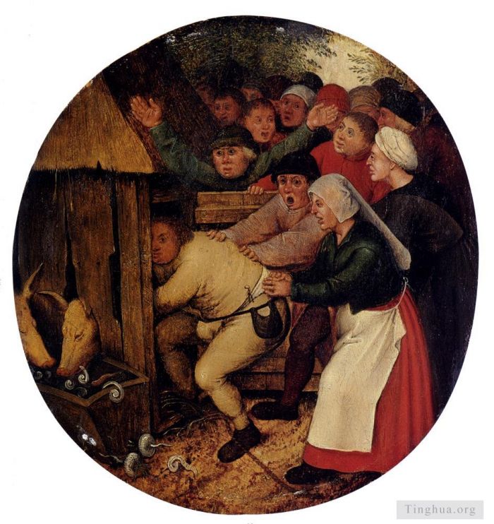 小彼得·勃鲁盖尔 的油画作品 -  《被推进猪圈》