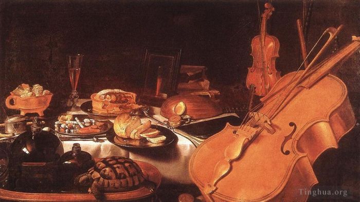 彼特·克莱茨 的油画作品 -  《静物与乐器》