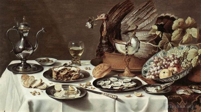 彼特·克莱茨 的油画作品 -  《静物与火鸡派》