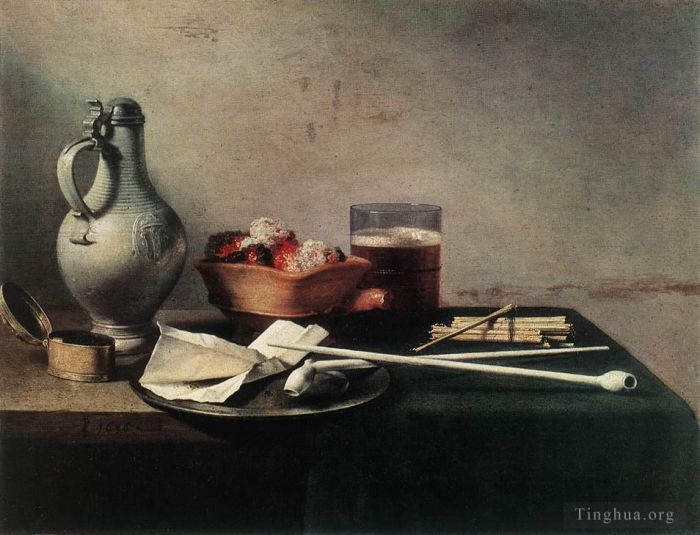 彼特·克莱茨 的油画作品 -  《烟斗和火盆静物》
