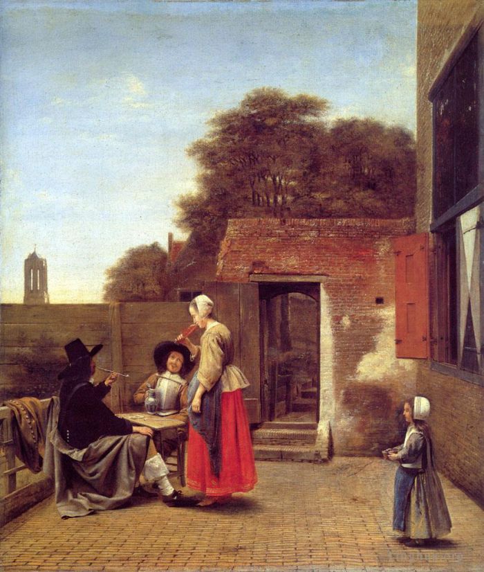 彼得·德·霍赫 的油画作品 -  《荷兰庭院》
