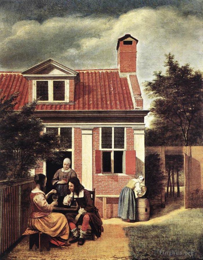 彼得·德·霍赫 的油画作品 -  《村屋》