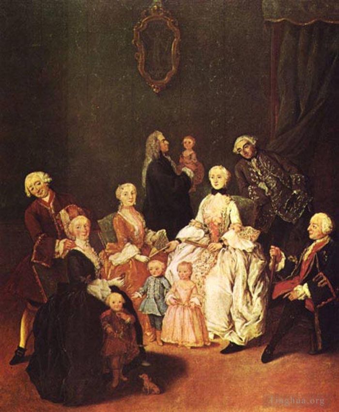 彼得罗·隆吉 的油画作品 -  《贵族家庭》