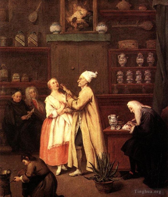 彼得罗·隆吉 的油画作品 -  《香料供应商店》