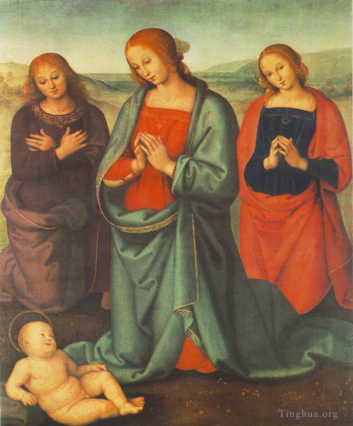 彼得·佩鲁吉诺 的油画作品 -  《麦当娜与圣徒崇拜孩子,1503》