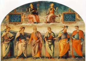 艺术家彼得·佩鲁吉诺作品《与六位古董智者的谨慎与正义,1497》