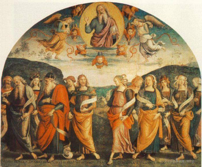 彼得·佩鲁吉诺 的油画作品 -  《全能者与先知和西比尔》