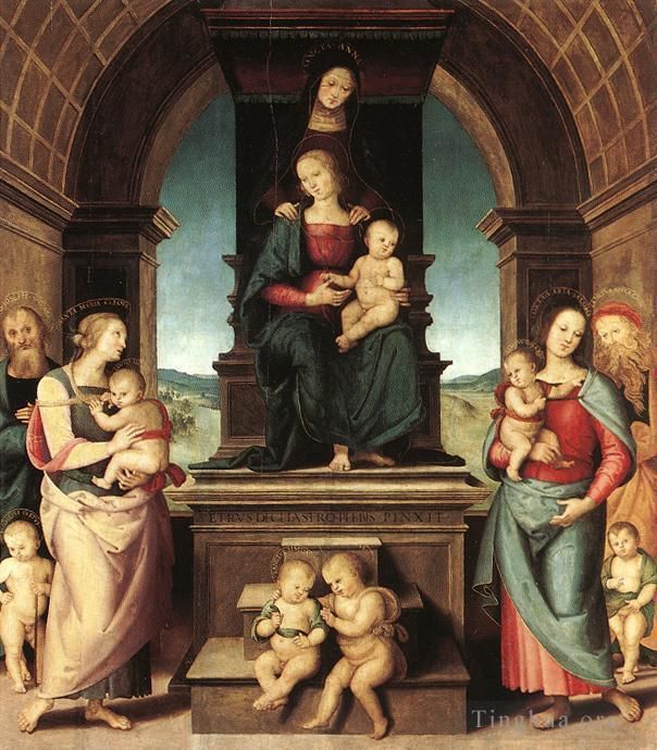 彼得·佩鲁吉诺 的油画作品 -  《麦当娜的家人》