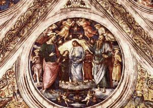 艺术家彼得·佩鲁吉诺作品《施洗者与伪装成老人的撒旦之间的基督,15078》
