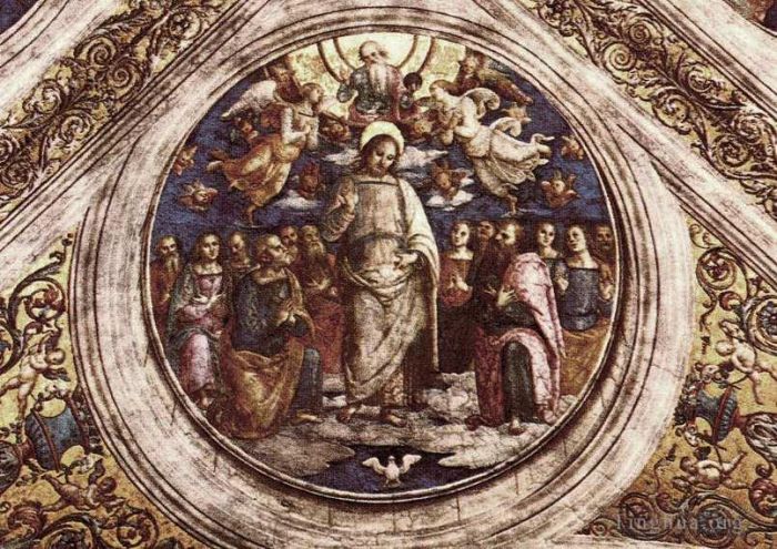 彼得·佩鲁吉诺 的各类绘画作品 -  《三位一体和使徒》