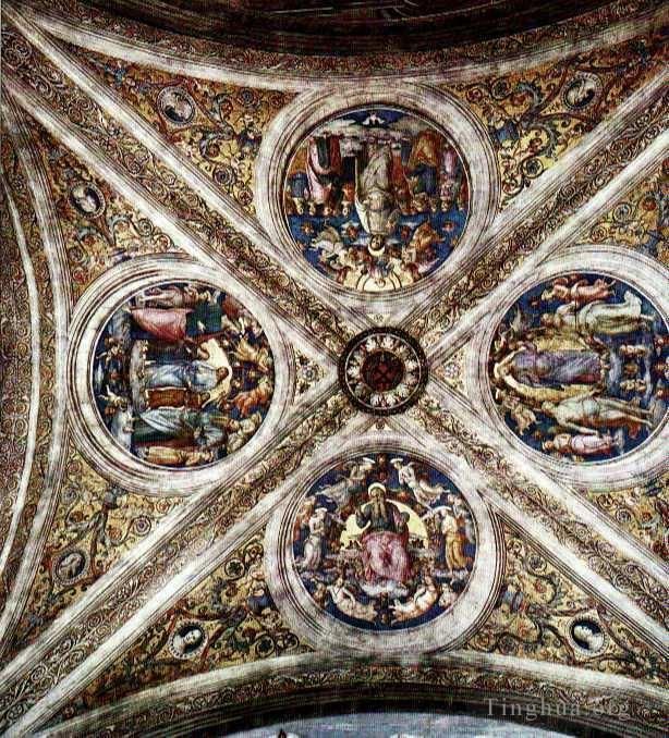 彼得·佩鲁吉诺 的各类绘画作品 -  《天花板上有四个奖章》