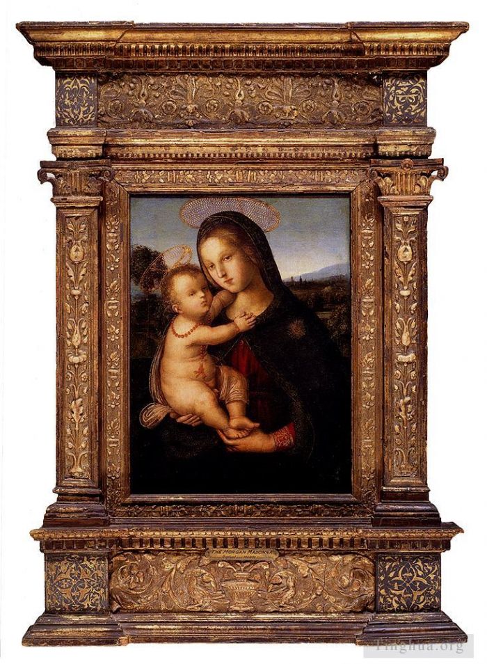 平图里乔 的油画作品 -  《Di,Betto,风景前的麦当娜和孩子》