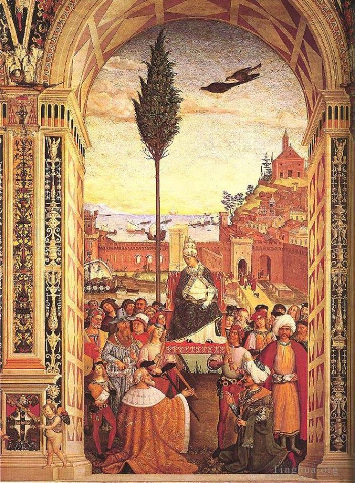 平图里乔 的各类绘画作品 -  《埃涅阿斯·皮科洛米尼抵达安科纳》