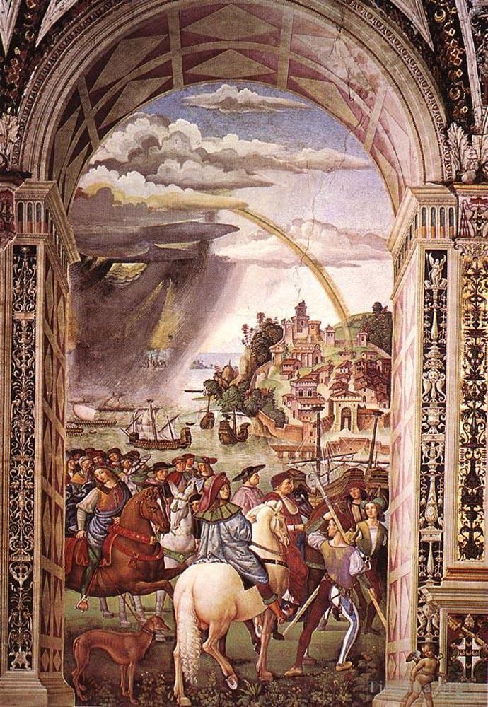 平图里乔 的各类绘画作品 -  《埃涅阿斯·皮科洛米尼前往巴塞尔议会》