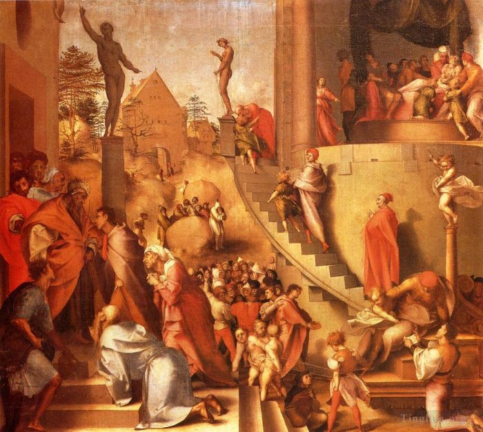 雅各布·达·蓬托尔莫 的油画作品 -  《约瑟与雅各在埃及》