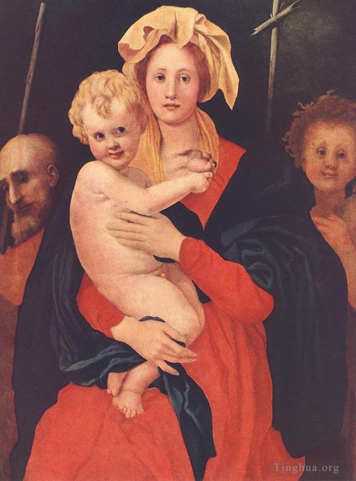 雅各布·达·蓬托尔莫 的油画作品 -  《麦当娜和孩子与圣约瑟夫和施洗者圣约翰》