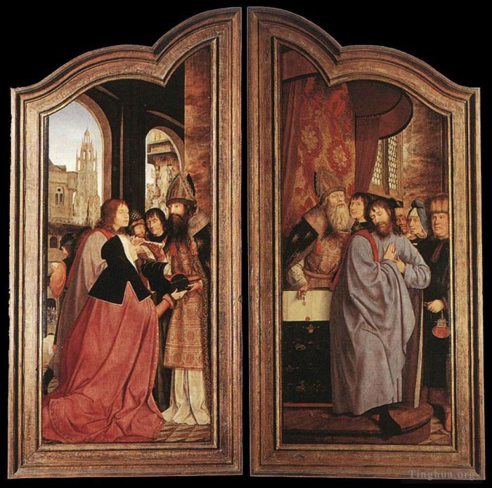 昆丁·马西斯 的油画作品 -  《圣安妮祭坛画关闭》