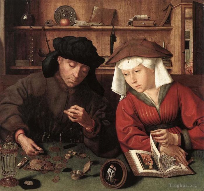 昆丁·马西斯 的油画作品 -  《放债人和他的妻子》