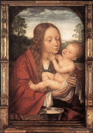 艺术家昆丁·马西斯作品《风景中的圣母与圣子》