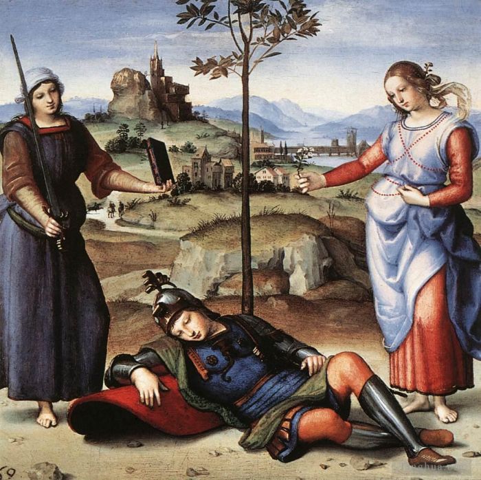拉斐尔 的油画作品 -  《寓言骑士之梦》
