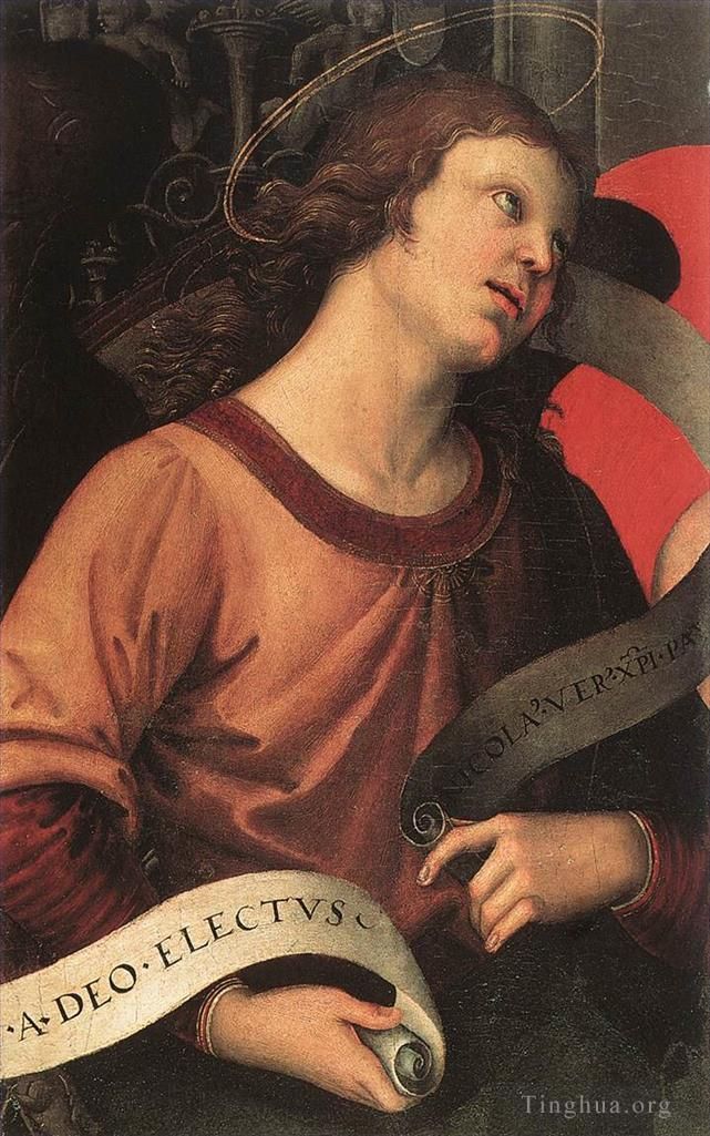 拉斐尔 的油画作品 -  《男爵祭坛画的天使碎片》
