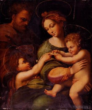 艺术家拉斐尔作品《神圣家族与施洗者圣约翰》