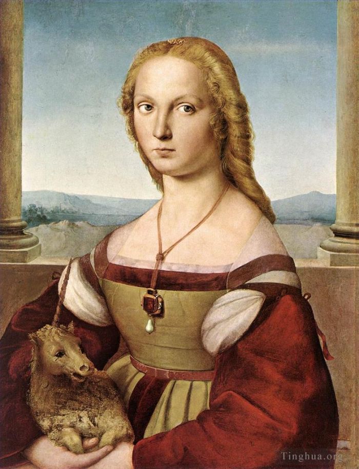 拉斐尔 的油画作品 -  《有独角兽的女士》