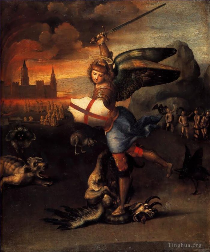 拉斐尔 的油画作品 -  《圣米迦勒与龙》