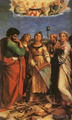 艺术家拉斐尔作品《圣塞西莉亚与圣保罗约翰福音传道者奥古斯丁和抹大拉的玛利亚大师拉斐尔》