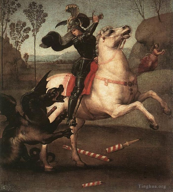 拉斐尔 的油画作品 -  《圣乔治与龙战斗》